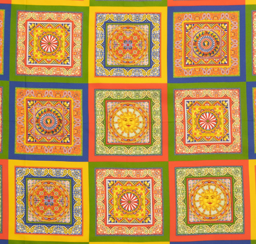 Foulard folk mattonelle sole 90x90