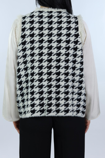 Immagine di GILET PIED DE POULE CON TASCHE E FRANGIA