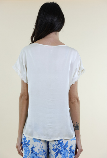 Immagine di Casacca collo v con manica sfrangiata gesso