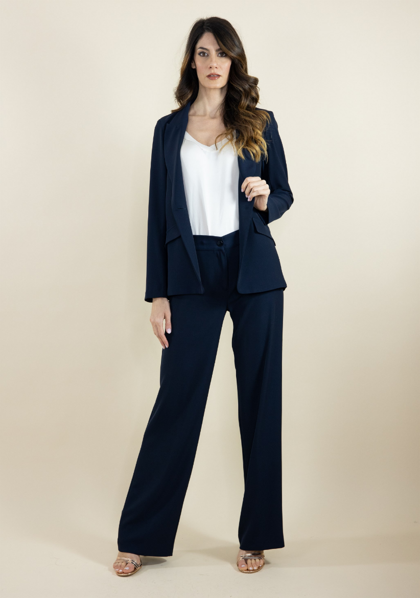 Immagine di Pantalone largo con zip laterale blu