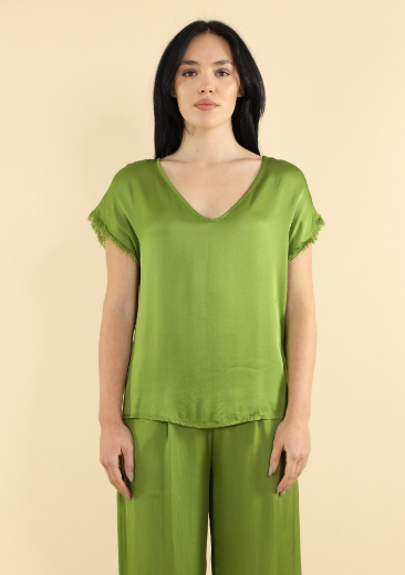 Immagine di Casacca collo v con manica sfrangiata verde