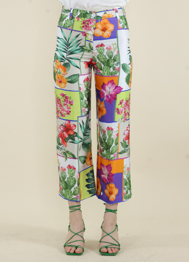 Immagine di Pantalone fantasia patchwork natura