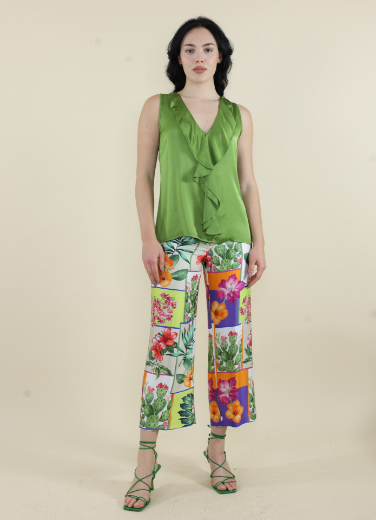 Immagine di Pantalone fantasia patchwork natura