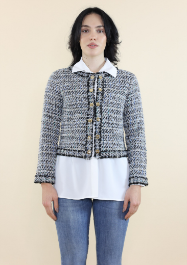 Immagine di Cardigan corto tramato collo giro nero