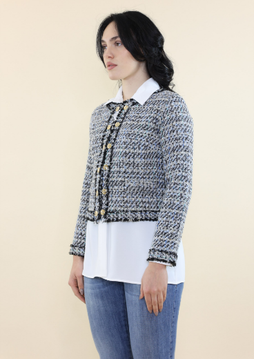 Immagine di Cardigan corto tramato collo giro nero