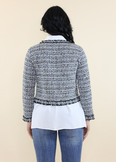 Immagine di Cardigan corto tramato collo giro nero