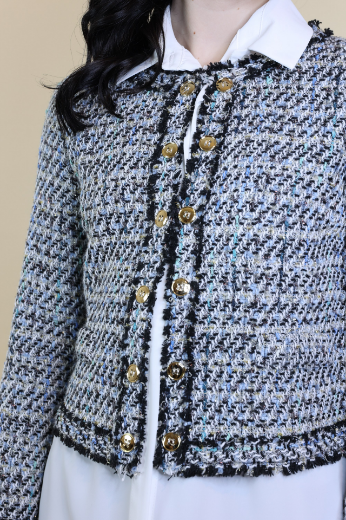 Immagine di Cardigan corto tramato collo giro nero
