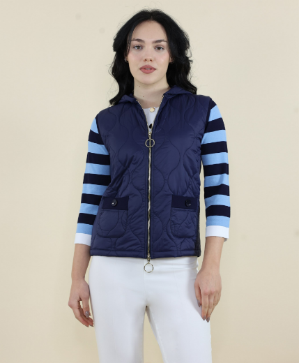 Immagine di Piumino corto cappuccio e retro maglia blu