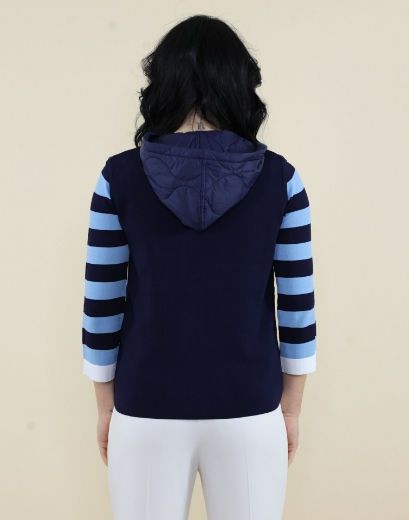 Immagine di Piumino corto cappuccio e retro maglia blu