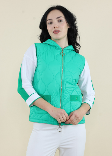 Immagine di Piumino corto cappuccio e retro maglia verde