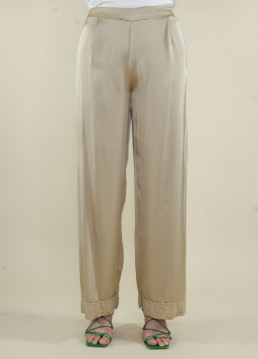 Immagine di Pantalone raso con pences davanti sabbia
