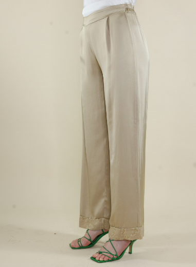 Immagine di Pantalone raso con pences davanti sabbia