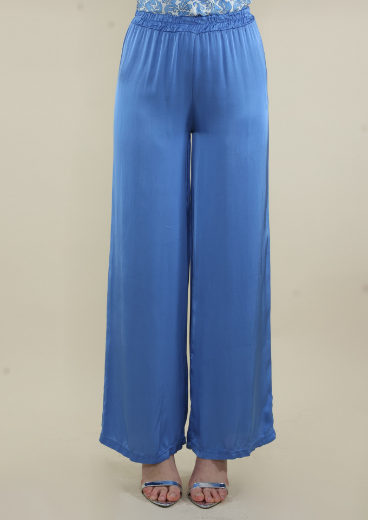 Immagine di Pantalone raso con tasche e elastico pervinca