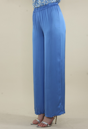 Immagine di Pantalone raso con tasche e elastico pervinca