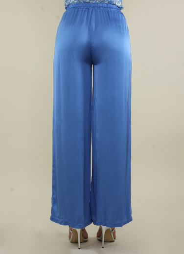 Immagine di Pantalone raso con tasche e elastico pervinca