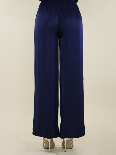 Immagine di Pantalone raso con tasche e elastico blu
