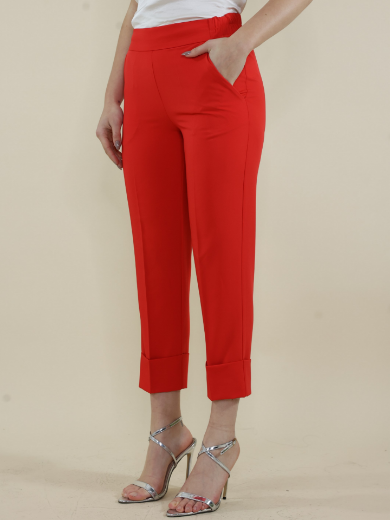 Immagine di Pantalone con svolta e tasche papavero