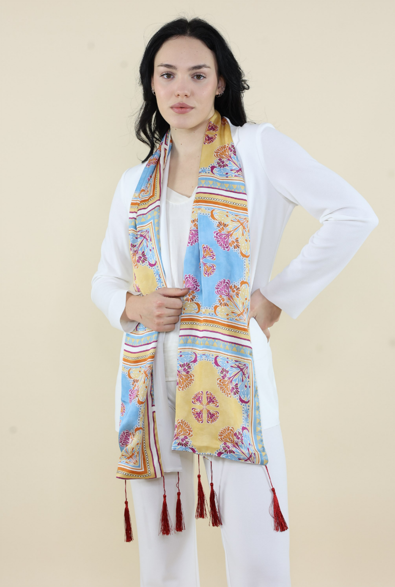 Immagine di Stola fantasia liberty patchwork nappine