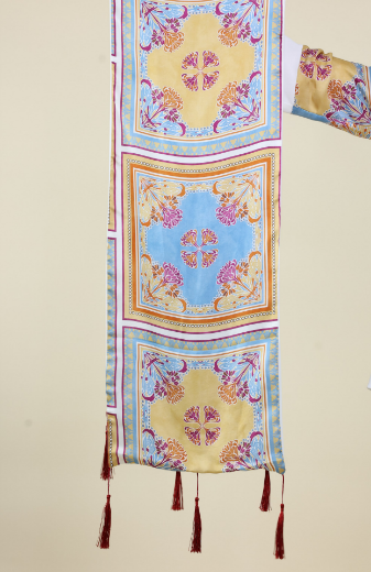 Immagine di Stola fantasia liberty patchwork nappine