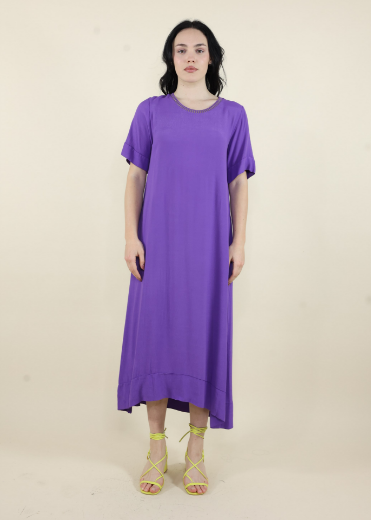 Immagine di Abito lungo crep bordo smacchianato oro viola