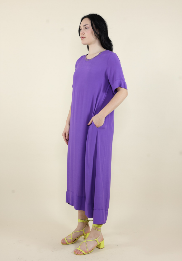 Immagine di Abito lungo crep bordo smacchianato oro viola