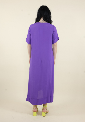 Immagine di Abito lungo crep bordo smacchianato oro viola