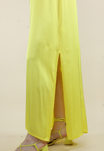 Immagine di Abito lungo scollo a v in georgette s/m limone