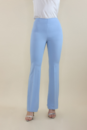 Immagine di Pantalone zampa con zip laterale cielo
