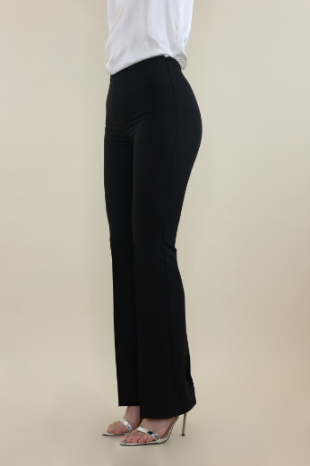 Immagine di Pantalone zampa con zip laterale nero