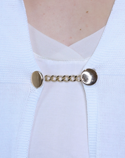Cardigan aperto con gemelli dorati bianco
