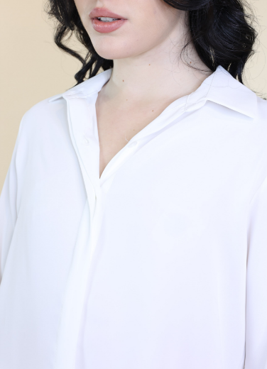 Immagine di Camicia con colletto e bottoni coperti bianco
