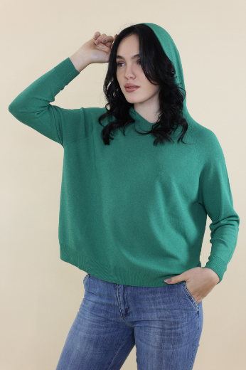 Immagine di Maglia con cappuccio rasata verde