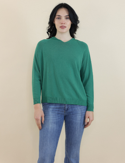 Immagine di Maglia con cappuccio rasata verde