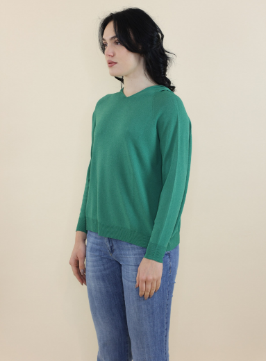 Immagine di Maglia con cappuccio rasata verde