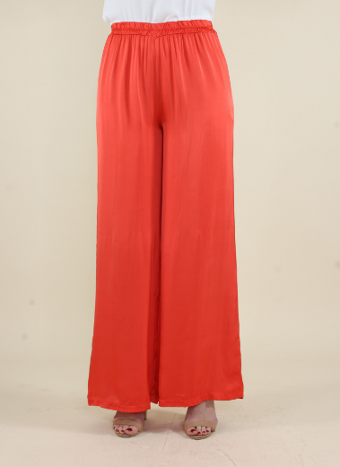 Immagine di Pantalone raso con tasche e elastico papavero