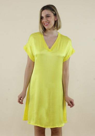 Immagine di Abito raso scollo a v georgette  m/m limone