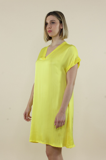 Immagine di Abito raso scollo a v georgette  m/m limone
