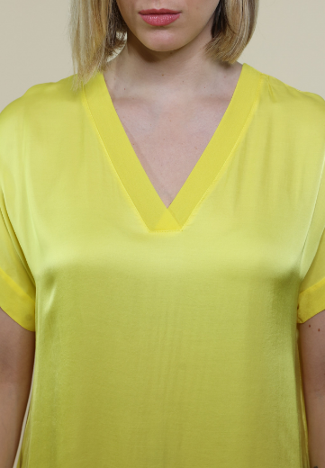 Immagine di Abito raso scollo a v georgette  m/m limone