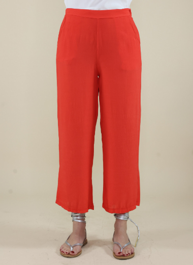 Immagine di Pantalone crep con elastico e tasche papavero
