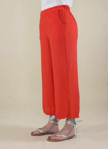 Immagine di Pantalone crep con elastico e tasche papavero