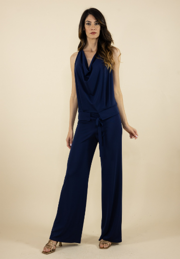 Immagine di Tuta jersey collo gronda scollo american blu