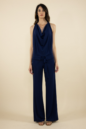 Immagine di Tuta jersey collo gronda scollo american blu