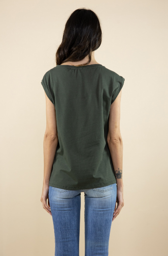 Immagine di Top unito e fantasia patchwork militare