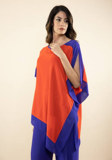 Immagine di Poncho Bicolore In Georgette Viola