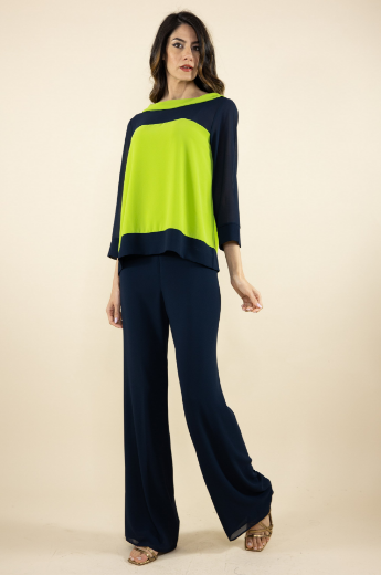 Immagine di Pantalone in georgette zip davanti blu