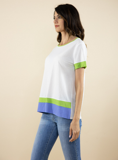 Immagine di T-shirt girocollo a 3 colori bianco pervinca