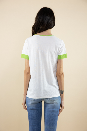 Immagine di T-shirt girocollo a 3 colori bianco pervinca
