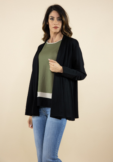 Immagine di T-shirt girocollo a 3 colori militare nero