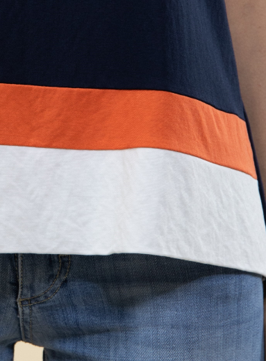 T-shirt girocollo a 3 colori blu corallo