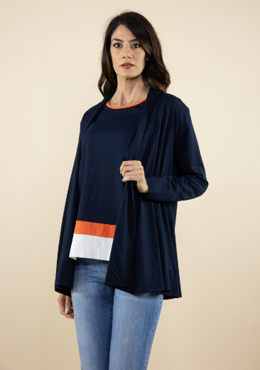 Immagine di T-shirt girocollo a 3 colori blu corallo